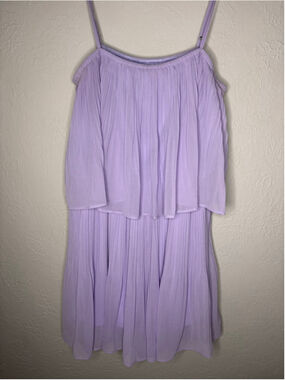 EXLURA Lavender Pleated Layered Skort Dress L